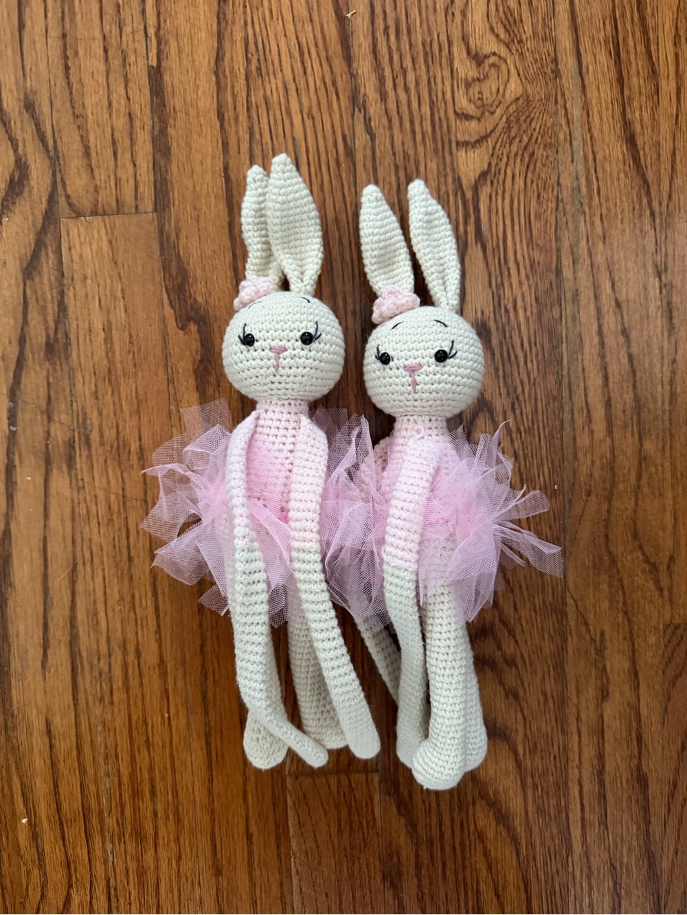Set of 2 Crochet Curtain Tie Backs Ballerina Bunny, Knit Rabbits Curtain Holders